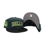 Green Dallas Texas Stars Black Visor Gray Bottom 20th Anniversary Side Patch New Era 59Fifty Fitted