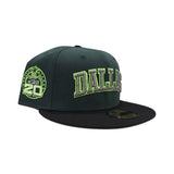 Green Dallas Texas Stars Black Visor Gray Bottom 20th Anniversary Side Patch New Era 59Fifty Fitted