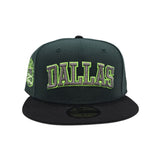 Green Dallas Texas Stars Black Visor Gray Bottom 20th Anniversary Side Patch New Era 59Fifty Fitted