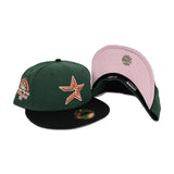 Green Houston Astros Black Visor Pink Bottom 45th Anniversary Side Patch New Era 59Fifty Fitted
