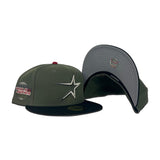 Olive Green Houston Astros Black Visor Gray Bottom 2005 World Series Side Patch New Era 59Fifty Fitted