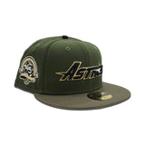 Rifle Green Script Houston Astros Olive Green Visor Gray Bottom Celebrating 45 Years Side Patch New Era 59Fifty Fitted