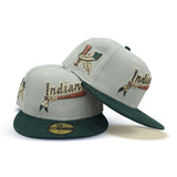 Everest Green Kinston Indians Dark Green Corduroy Visor Gray Bottom Kinston Side Patch New Era 59fifty Fitted