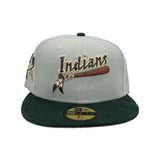 Everest Green Kinston Indians Dark Green Corduroy Visor Gray Bottom Kinston Side Patch New Era 59fifty Fitted