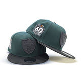 Dark Green Las Vegas Raiders Black Visor Gray Bottom 60th Anniversary New Era Metal Badge 9Fifty Snapback