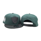 Dark Green Las Vegas Raiders Black Visor Gray Bottom 60th Anniversary New Era Metal Badge 9Fifty Snapback