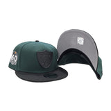 Dark Green Las Vegas Raiders Black Visor Gray Bottom 60th Anniversary New Era Metal Badge 9Fifty Snapback