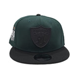 Dark Green Las Vegas Raiders Black Visor Gray Bottom 60th Anniversary New Era Metal Badge 9Fifty Snapback