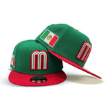 Kelly Green Mexico Red Visor Gray Bottom Mexico Flag Side Patch World Baseball Classic New Era 9Fifty Snapback