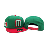 Kelly Green Mexico Red Visor Gray Bottom Mexico Flag Side Patch World Baseball Classic New Era 9Fifty Snapback
