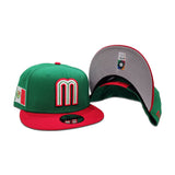 Kelly Green Mexico Red Visor Gray Bottom Mexico Flag Side Patch World Baseball Classic New Era 9Fifty Snapback