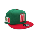 Kelly Green Mexico Red Visor Gray Bottom Mexico Flag Side Patch World Baseball Classic New Era 9Fifty Snapback
