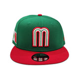 Kelly Green Mexico Red Visor Gray Bottom Mexico Flag Side Patch World Baseball Classic New Era 9Fifty Snapback