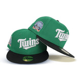 Kelly Green Minnesota Twins Black Visor Gray Bottom 60th Anniversary Side Patch New Era 59Fifty Fitted