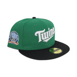 Kelly Green Minnesota Twins Black Visor Gray Bottom 60th Anniversary Side Patch New Era 59Fifty Fitted