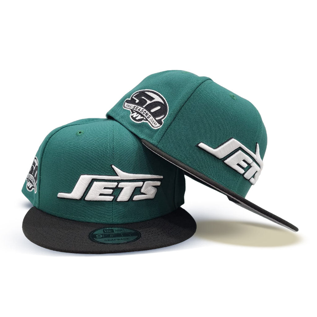 Green New York Jets Black Visor Gray Bottom 50th Anniversary Side Patch New Era 9Fifty Snapback