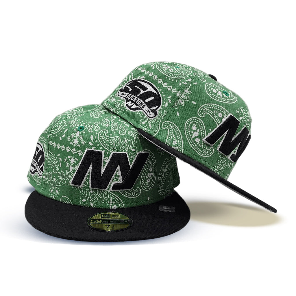 Green Paisley New York Jets Black Visor Gray Bottom 50th Season