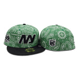 Green Paisley New York Jets Black Visor Gray Bottom 50th Season Side Patch New Era 59Fifty Fitted
