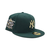 Dark Green New York Yankees Gold Metal Badge Gray Bottom 27th Anniversary Side Patch New Era 59Fifty Fitted