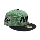 Green Paisley New York Jets Black Visor Gray Bottom 50th Season Side Patch New Era 59Fifty Fitted