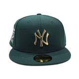 Dark Green New York Yankees Gold Metal Badge Gray Bottom 27th Anniversary Side Patch New Era 59Fifty Fitted