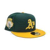 Dark Green Oakland Athletics Yellow Visor Gray Bottom Gameday Gold Pop Stars Side Patch New Era 59Fifty Fitted