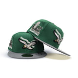 Kelly Green Philadelphia Eagles Storm Gray Visor Gray Bottom Super Bowl LIX Champions Side Patch New Era 59Fifty Fitted Hat