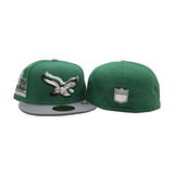 Kelly Green Philadelphia Eagles Storm Gray Visor Gray Bottom Super Bowl LIX Champions Side Patch New Era 59Fifty Fitted Hat