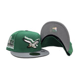 Kelly Green Philadelphia Eagles Storm Gray Visor Gray Bottom Super Bowl LIX Champions Side Patch New Era 59Fifty Fitted Hat