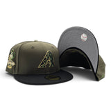 Olive Green Arizona Diamondbacks Checker Logo Black Visor Gray Bottom 2011 All Star Game Side Patch New Era 59Fifty Fitted copy