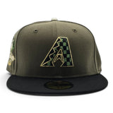 Olive Green Arizona Diamondbacks Checker Logo Black Visor Gray Bottom 2011 All Star Game Side Patch New Era 59Fifty Fitted copy