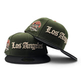 Rifle Green Los Angeles Dodgers Black Visor Gray Bottom 60th Anniversary Side Patch New Era 59Fifty Fitted