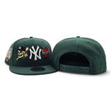 Dark Green New York Yankees Tattoo Logo Gray Bottom Upside Down 1999 World Series Side Patch New Era 9Fifty Snapback Hat