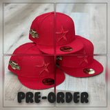 ** PRE-ORDER ARRIVING FIRST WEEK OF JULY 2025 Red on Red Houston Astros Gray Bottom 2004 All Star Game Side Patch New Era 59Fifty Fitted