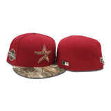 Brick Red Houston Astros Real Tree Camo Visor Gray Bottom 2005 World Series Side Patch New Era 59Fifty Fitted