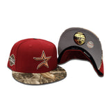 Brick Red Houston Astros Real Tree Camo Visor Gray Bottom 2005 World Series Side Patch New Era 59Fifty Fitted