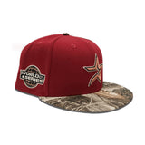 Brick Red Houston Astros Real Tree Camo Visor Gray Bottom 2005 World Series Side Patch New Era 59Fifty Fitted