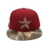 Brick Red Houston Astros Real Tree Camo Visor Gray Bottom 2005 World Series Side Patch New Era 59Fifty Fitted