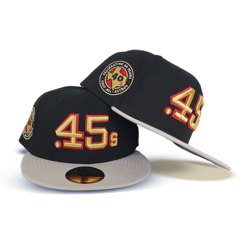 Brick Red Houston Colt .45's Black Visor Seashell Bottom Celebrating 40 Years Side Patch New Era 59FIFTY Fitted 7