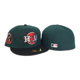 Dark Green Houston Astros Black Visor Gray Bottom Apollo 11 Side Patch New Era 59Fifty Fitted