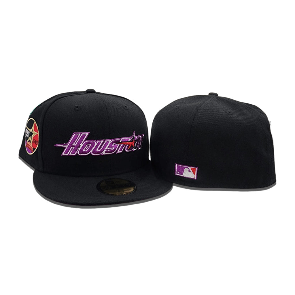 Black Houston Astros Grape Purple Bottom 35 Great Years Side patch New Era  59Fifty Fitted