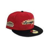 Red Houston Astros Black Visor Green Bottom Astrodome Side Patch New Era 59Fifty Fitted