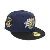 Navy Blue Houston Astros Black Visor Gray Bottom Apollo 11 Side Patch New Era 59Fifty Fitted