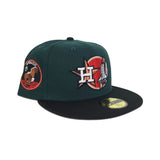 Dark Green Houston Astros Black Visor Gray Bottom Apollo 11 Side Patch New Era 59Fifty Fitted