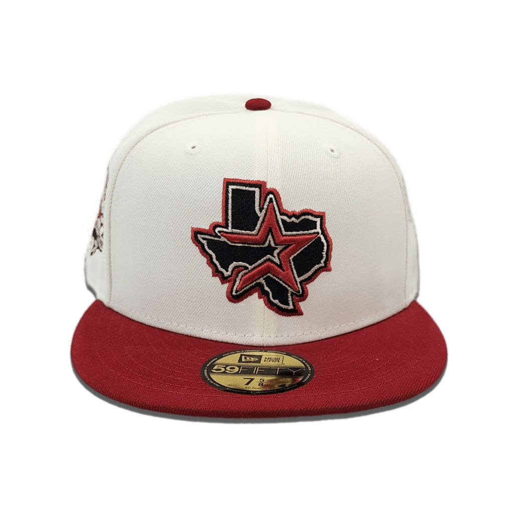 Off White Houston Astros Brick Red Visor 45th Anniversary New Era Fitted 73/4