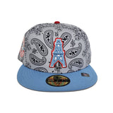 Gray Paisley Houston Oilers Sky Blue Visor Gray Bottom Est. 1960 Side Patch New Era 59Fifty Fitted