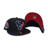 Navy Blue Houston Texans Red Bottom 2002 Inaugural Season Side Patch New Era 59Fifty Fitted