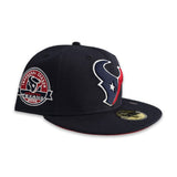 Navy Blue Houston Texans Red Bottom 2002 Inaugural Season Side Patch New Era 59Fifty Fitted