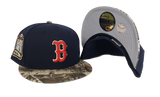 Navy Blue Boston Red Sox Real tree Visor Gray Bottom 1999 All Star Game Side Patch New Era 59Fifty Fitted