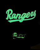  Black Glow In the Dark Texas Rangers Script Gray Bottom Final Season Side Patch New Era 59Fifty Fitted